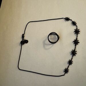 Michael Kors Black Star Necklace and Ring Set